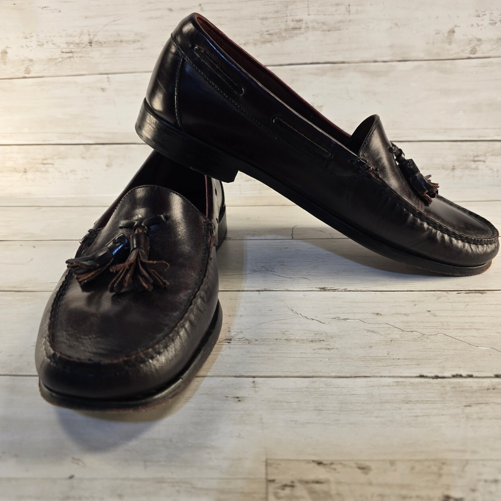 Cole Haan City Mens Burgundy Leather Tassel Loafers C04157 Size 8.5 D